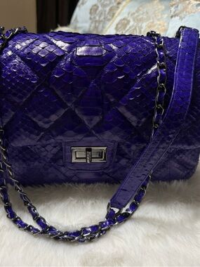 NWOT! Statement-Making Custom Made Purple Python Quilted Bag